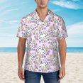 thumbnail image 4 of Balery Purple Rabbit Print Men's Hawaiian Shirts Short Sleeve Beach Shirt Relaxed Fit Vacation Button Down Shirts-Small, 4 of 9