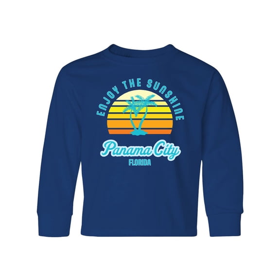 Inktastic Summer Enjoy the Sunshine Panama City Florida in Blue Long Sleeve Youth T-Shirt