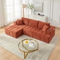 thumbnail image 2 of Leumius 108" L-Shaped Sectional Sofa,Chenille Boneless Couch, Modern 3-Seat Upholstered Cloud Couch Sectional with Deep Seat and Cup Holders for Living Room,No Assembly Required,Orange, 2 of 14
