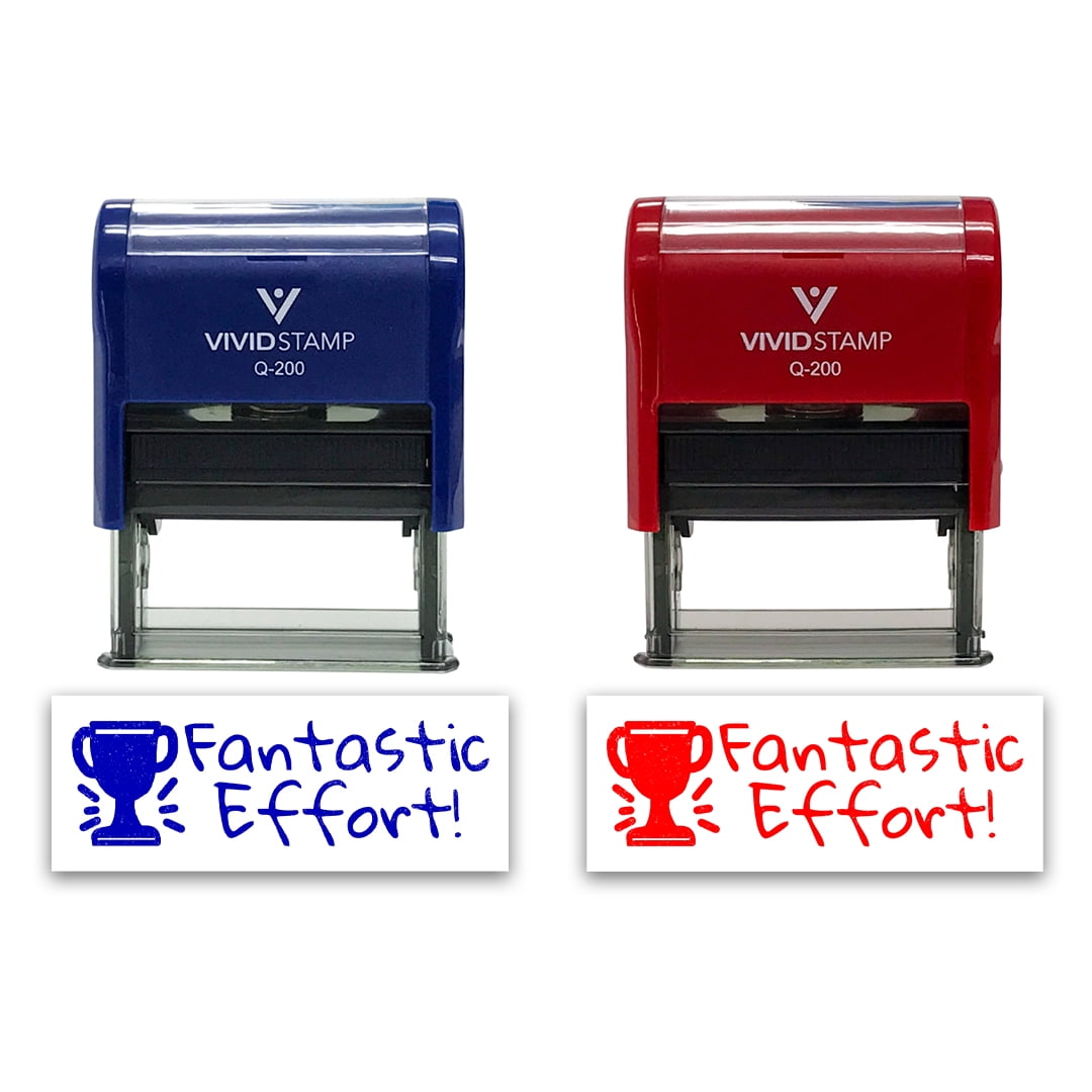 (3 pack) All Quality Fantastic Effort! Self-Inking Rubber Stamp Motivational Teacher Stamps | Homework And Grading | Classroom Supplies (Black Ink) - Q-200