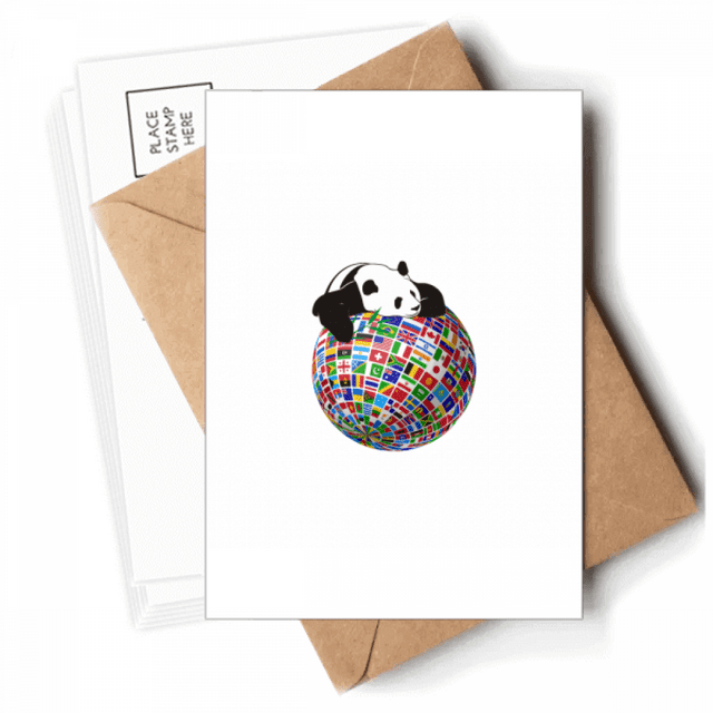 Panda Posture Flag Earth Art Deco Fashion Postcards Envelopes Blank Note Cards Mailing