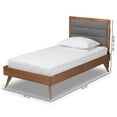 thumbnail image 4 of Baxton Studio Linn Mid-Century Modern Dark Grey Fabric Upholstered and Walnut Brown Finished Wood Twin Size Platform Bed, 4 of 21