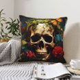 thumbnail image 4 of KLL Butterfly Flower Plant Skull Decorative Throw Pillow Covers Velvet Soft for Couch Sofa Bedroom Living Room Outdoor (No pillow core)- 20"x20", 4 of 5