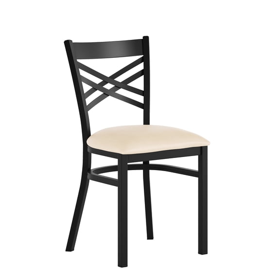 Flash Furniture HERCULES Black ''X'' Back Metal Restaurant Chair - Tan Vinyl Seat