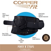 Copper Fit Power Core Back Belt with Power X Straps and Adjustable Lumbar Support, Waists 36 - 48, Large/XL