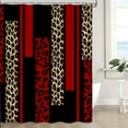 thumbnail image 2 of Leopard Print Shower Curtain Red Black Stripes Brown Geometric Patchwork Cheetah Fashion Modern Abstract Rustic Farmhouse Fabric Bathroom Curtain Decor with Hook-72"W x 72"L (Pack of 1), 2 of 6