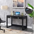 thumbnail image 2 of Pemberly Row Two-Drawer Desk with Charging Station in Black Wood, 2 of 8