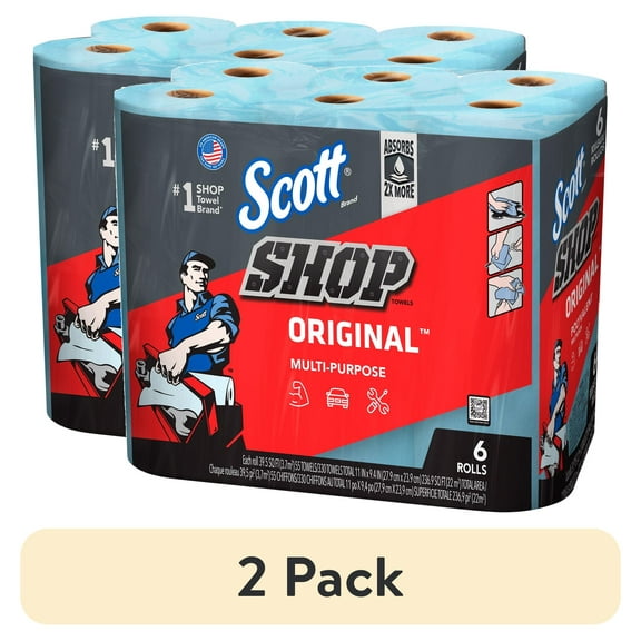 (2 pack) Scott Shop Towels, 6 Rolls, 55 Sheets Per Roll