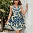 thumbnail image 3 of Beautiful Vintage Blue Chinoiserie Toile Dress Fashion Beach Long Dresses Female Party Printed Sundress, 3 of 7