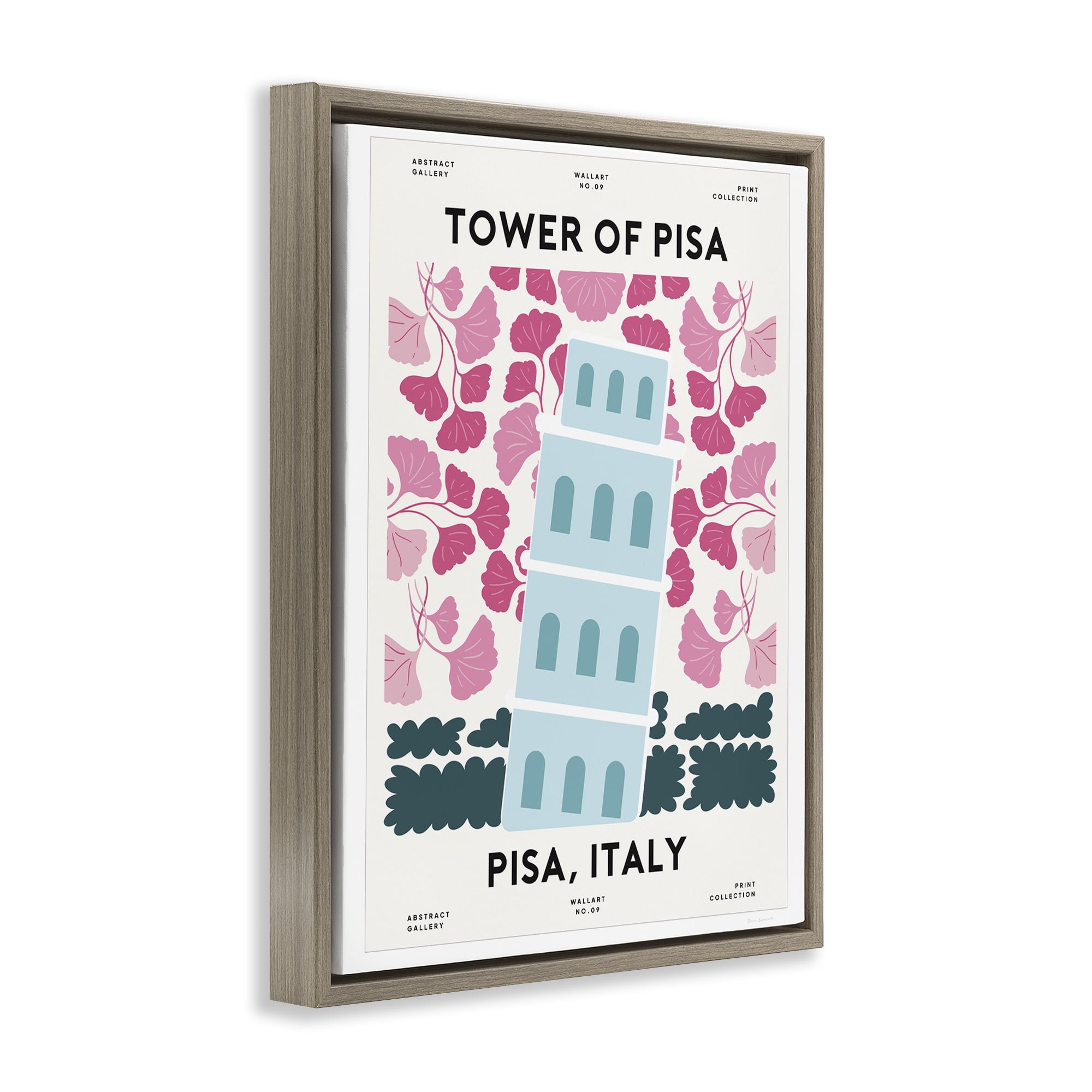 Stupell Industries Pastel Groovy Tower of Pisa Brown Framed Floater Canvas Wall Art, design by Omar Escalante