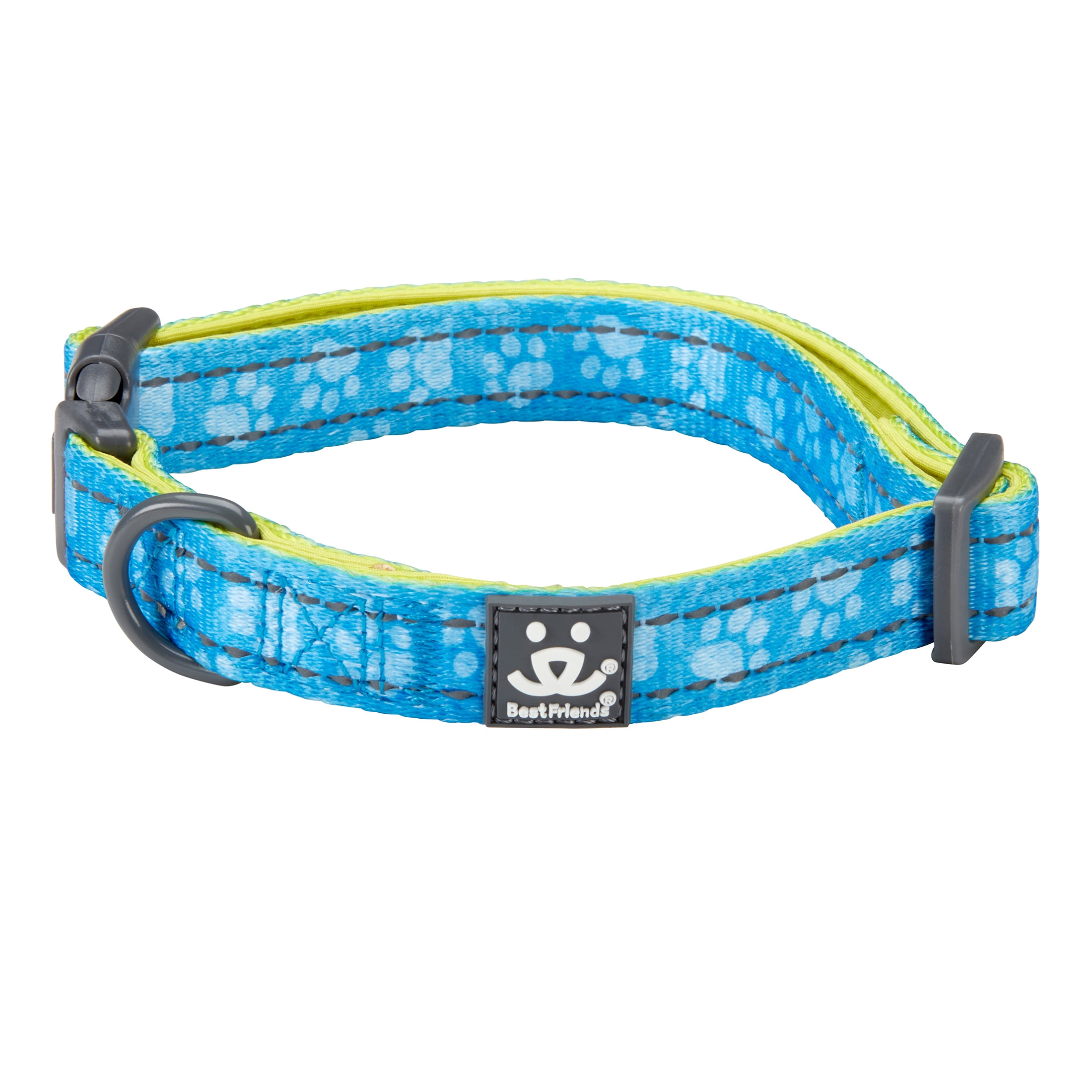 Best Friends Dog CollarNeoprene Comfort LinerBlue and Green, Medium