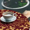 thumbnail image 3 of Ambesonne Floral Design Fitted Round Tablecloth, Golden Tone Flowers, 36"- 40" Diameter, Pale Earth Yellow Ruby, 3 of 5