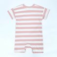 thumbnail image 5 of Kovlvoll Newborn Baby Girls Boys Clothes Summer Striped Jumpsuit Short Sleeve Crew Neck Base T-Shirt Rompers, 5 of 6