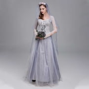 Fesfesfes Women Dress Solid Color Halloween Dress Adult Cosplay Gothic Bride Dress Evenig Gowns Party Dress