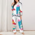 thumbnail image 2 of Honeii Gnomes Summer print Women's Pajama Sets Long Sleeve Button Down Sleepwear Nightwear Soft Pjs Lounge Sets-Medium, 2 of 7