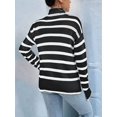 thumbnail image 4 of Women'S Casual Autumn Winter Long Sleeve Color Block Striped Knit Pullover Cozy Sweater Black  XXL, 4 of 5