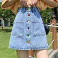 thumbnail image 3 of Women's Denim Skirt with Button Detailing - High Waist, A Line, S-XXL Sizes, Lightweight for Summer, Easy Care, 3 of 6