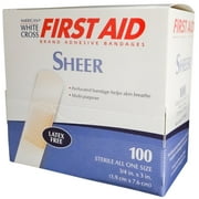 Sheer Strip Adhesive Bandages 3/4" x 3" Latex Free Band Aid 100 Pieces
