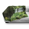 thumbnail image 3 of Waterfall Soft Flannel Fleece Blanket, Spring Season Waterfall Hidden in Forest with Botanic Blossoms and Sunshine, Cozy Plush for Indoor and Outdoor Use, 50" x 60", Green and White, by Ambesonne, 3 of 6
