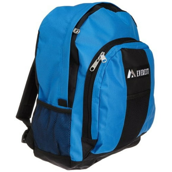 Mochila Everest grande azul real/negro con bolsillos delanteros y laterales