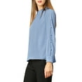 thumbnail image 4 of Allegra K Women's Work Ruffle Trim Neckline Solid Shirt Button Decor Blouse, 4 of 6