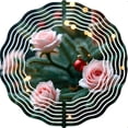 thumbnail image 2 of Elegant Metal Hanging Wind Spinners & Chimes - Beautiful Floral Design with Pink Roses & Red Ornament for Yard & Garden Decor, 2 of 6