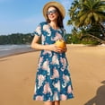 thumbnail image 4 of Daiia Cute Salamander Print Women's Dresses 2025 Trendy Short sleeve Dresses Casual Baggy Flowy Maxi Sun Dresses, 4 of 6