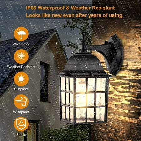 2 Pack Dusk To Dawn Outdoor Wall Lights Sensor Exterior Light Fixtures Mount Porch Matte Black Lantern Lamp Waterproof Sconce Outside Lighting For Garage Front Door 2 Pack Dusk To Dawn Outdoor Wall Lights, Exterior Garage Lights Dusk To Dawn