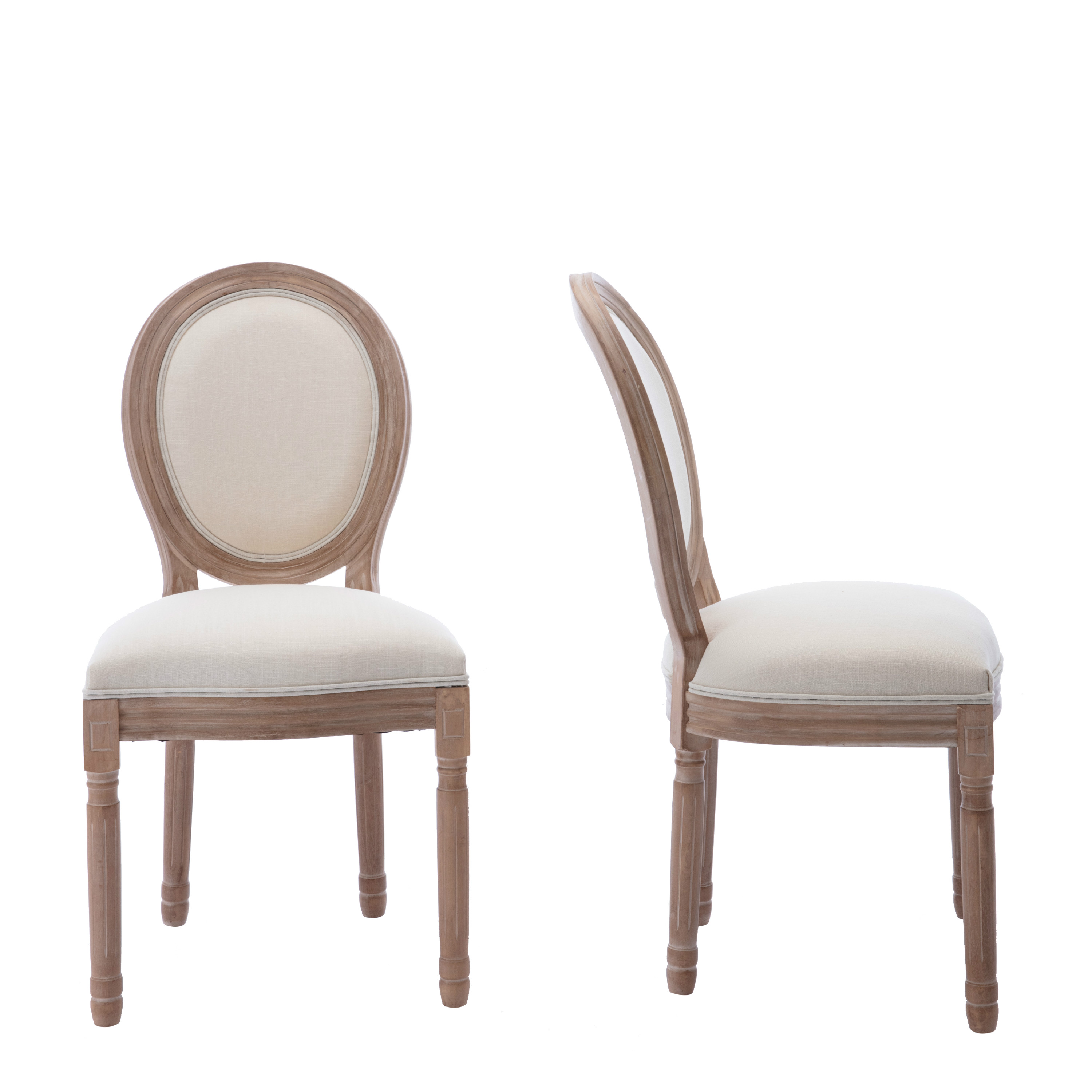Armless French Dining Chair Farmhouse Dining Room Chairs Set of 2, Tufted Kitchen Chairs