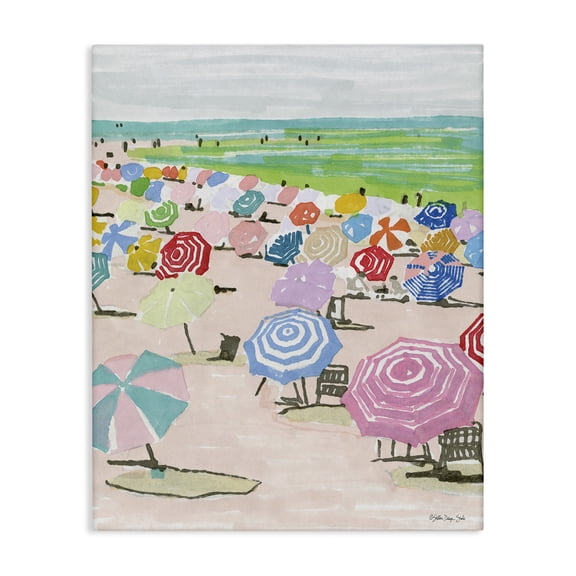 Stupell Industries Coastal Pastel Umbrella Beach Coast Canvas Art, 16 x 20, by Stellar Design Studio