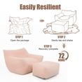 thumbnail image 6 of 41.7" Giant Bean Bag Chair with Ottoman,Comfy Lazy Sofa with 2 Side Pocket,Corduroy Boneless Couch Chair in a Box,Stuffed Lounge Floor Sofa for Dorm,Bedroom,Living Room,Pink, 6 of 8