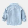 thumbnail image 3 of Cethrio Kids Boys Button Down Shirts Size 5 T, Casual Cute Lapel Collar Cotton Long Sleeve Shirts Light Blue, 3 of 5