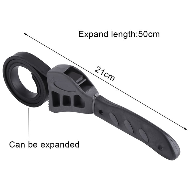 Llave de goma de 500 mm, llave inglesa universal negra ajustable para cualquier herramienta de abrelatas de torsión, filtro de aceite, herramientas de reparación de coches, 1 unidad Ecomeon no