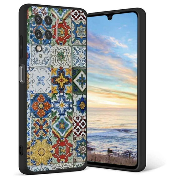 Azulejo-3 Phone Case, Degined for Samsung Galaxy A12 Case Men Women, Flexible Silicone Shockproof Case for Samsung Galaxy A12