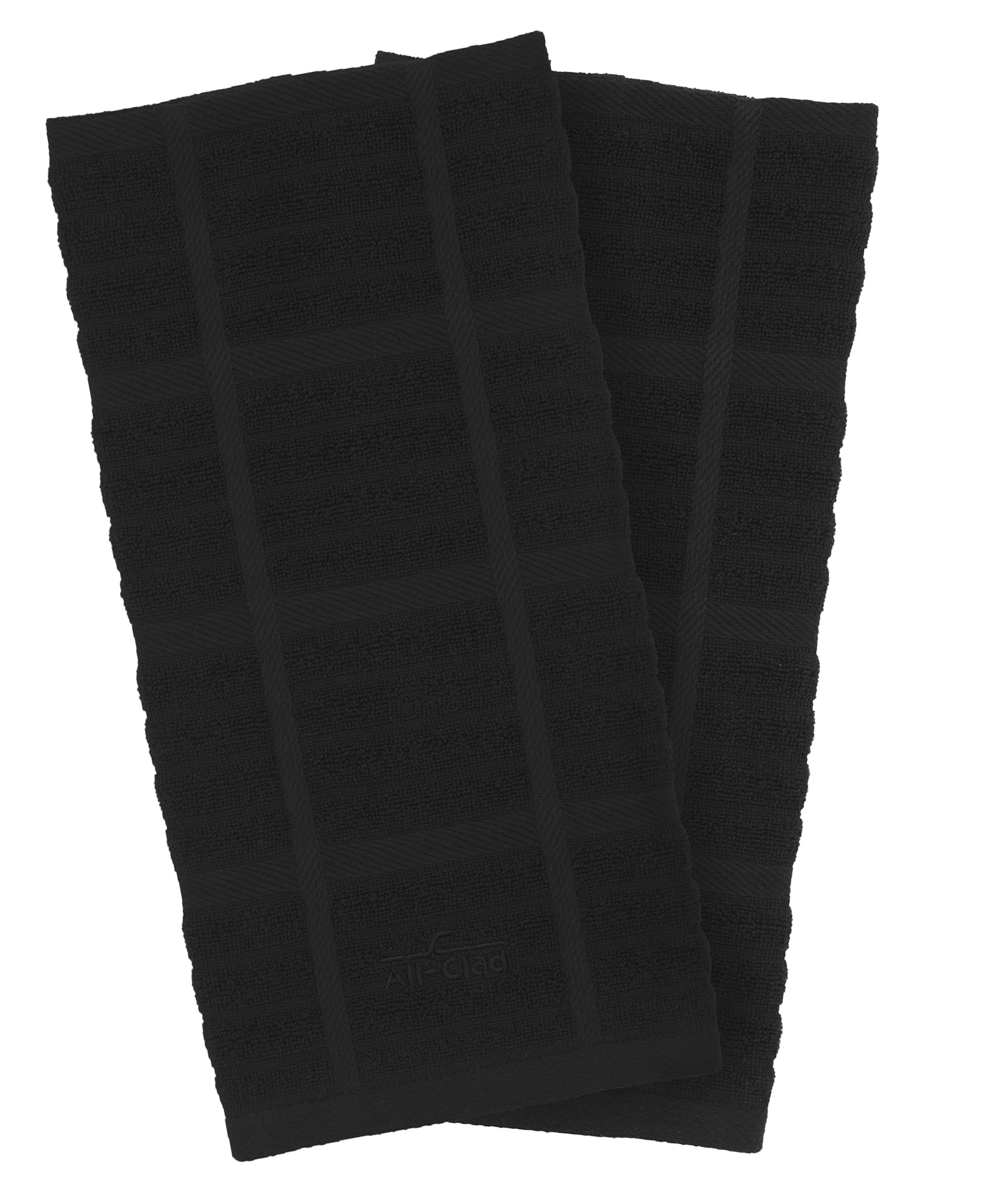 All-Clad Solid Cotton Kitchen Towels, 2-Pack, Black