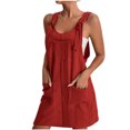 thumbnail image 2 of FcBaudy Camisole Sans Manches Robe Col en V, Robes d'Été pour Femmes, Robes de Mode pour Femmes Robe Unie Sans Manches à Bretelles avec Poches, 2 of 5
