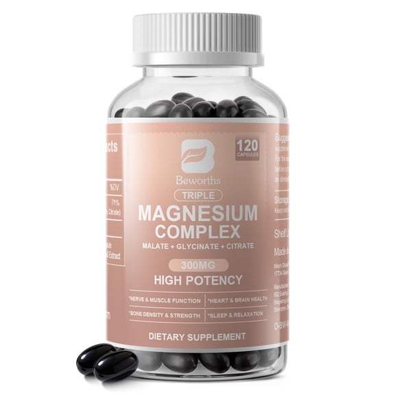 B BEWORTHS Triple Magnesium Complex 500mg - Support for Muscle, Sleep & Mood - 120 Capsules