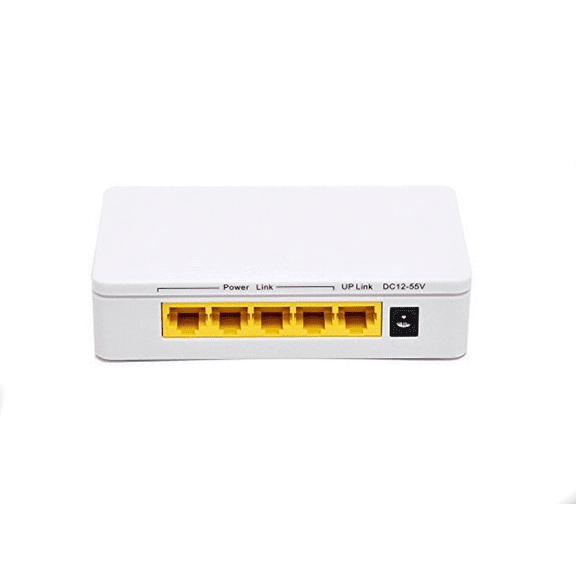 Hisource 5-port 10/100Mbps Smart Ethernet POE Switch With 4 PoE Ports And 48V65W AV DV 24V 3A Power Supply Adapter