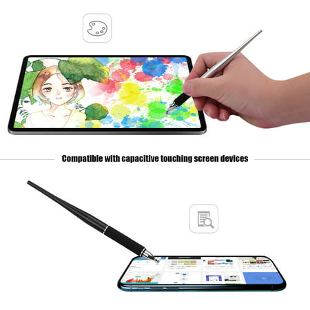 2-in-1 Capacitive Stylus Pen Set High Precision with Fiber and Disc Metal TouchScreen Pen for Cell Phone Tablet Laptop Writing Drawing