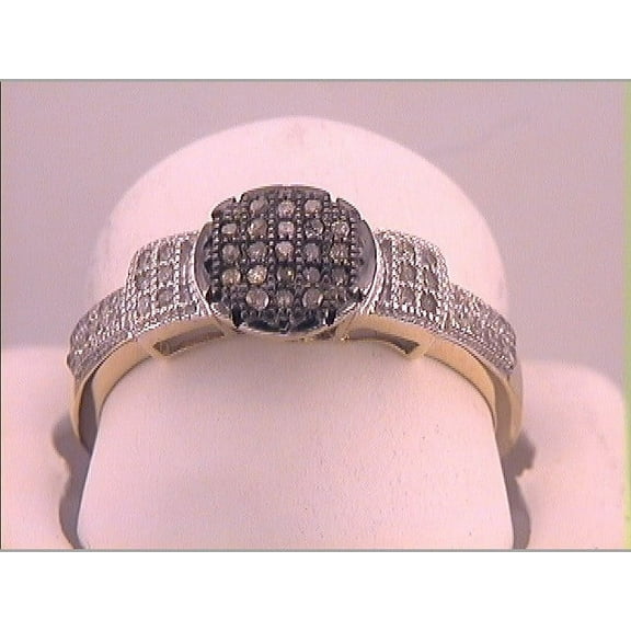 10kt Yellow Gold Womens Brown Diamond Cluster Ring 1/5 Cttw