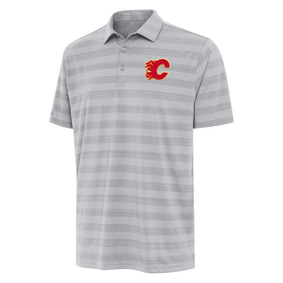 Men's Antigua Gray Calgary Flames Tunnel Polo