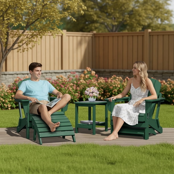 SERWALL HDPE Outdoor Ottoman,Patio Folding Footstool for