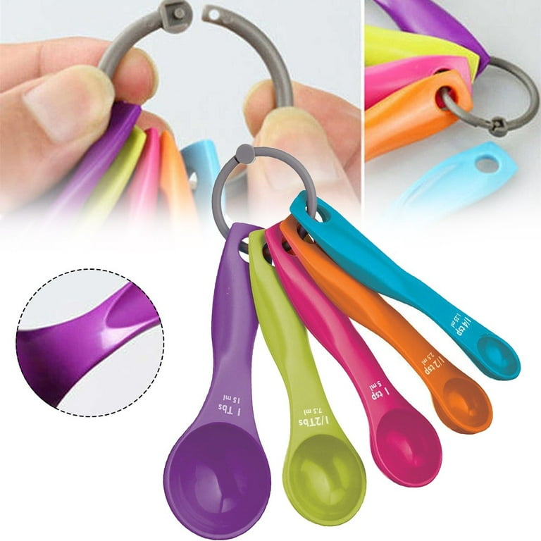 Color Measuring Spoons, Set Of 5 Measuring Spoons Plastic Kitchen Utensil Cooking  Baking Tool Teaspoon 