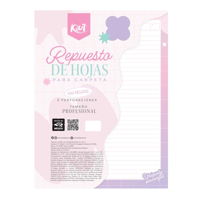 Hojas Repuesto Carpeta Profesional Kiut 100 hojas