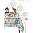 thumbnail image 5 of Teal Red Coastal Suqare Tablecloth - 54 x 54 Inch, Beach Nautical Sea Turtle Coral Starfish Vintage Waterproof & StainResistant Tablecloth, Washable Oil-proof Table Cover for Dining/Party/Wedding, 5 of 9