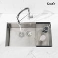 thumbnail image 3 of COZY Stainless Steel Kitchen Sink, Single Bowl, Undermount Handmade Sink in Brushed, with Cutting Board, Colander, Grid, 3 of 12