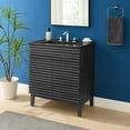thumbnail image 2 of Sink Vanity Cabinet, Dark Grey Gray, Wood, Mid Century Hotel Bedroom Bathroom, Modern Contemporary HB33693, 2 of 9
