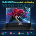 thumbnail image 4 of Jumper 17.6" Windows 11 Laptop, 16GB DDR4 640GB Storage Laptop Computer, 4-Core Intel N95 Processor(Up to 3.4GHz), 100% sRGB, Backlit Keyboard, 1yr Office 365 Free, Black, 4 of 9