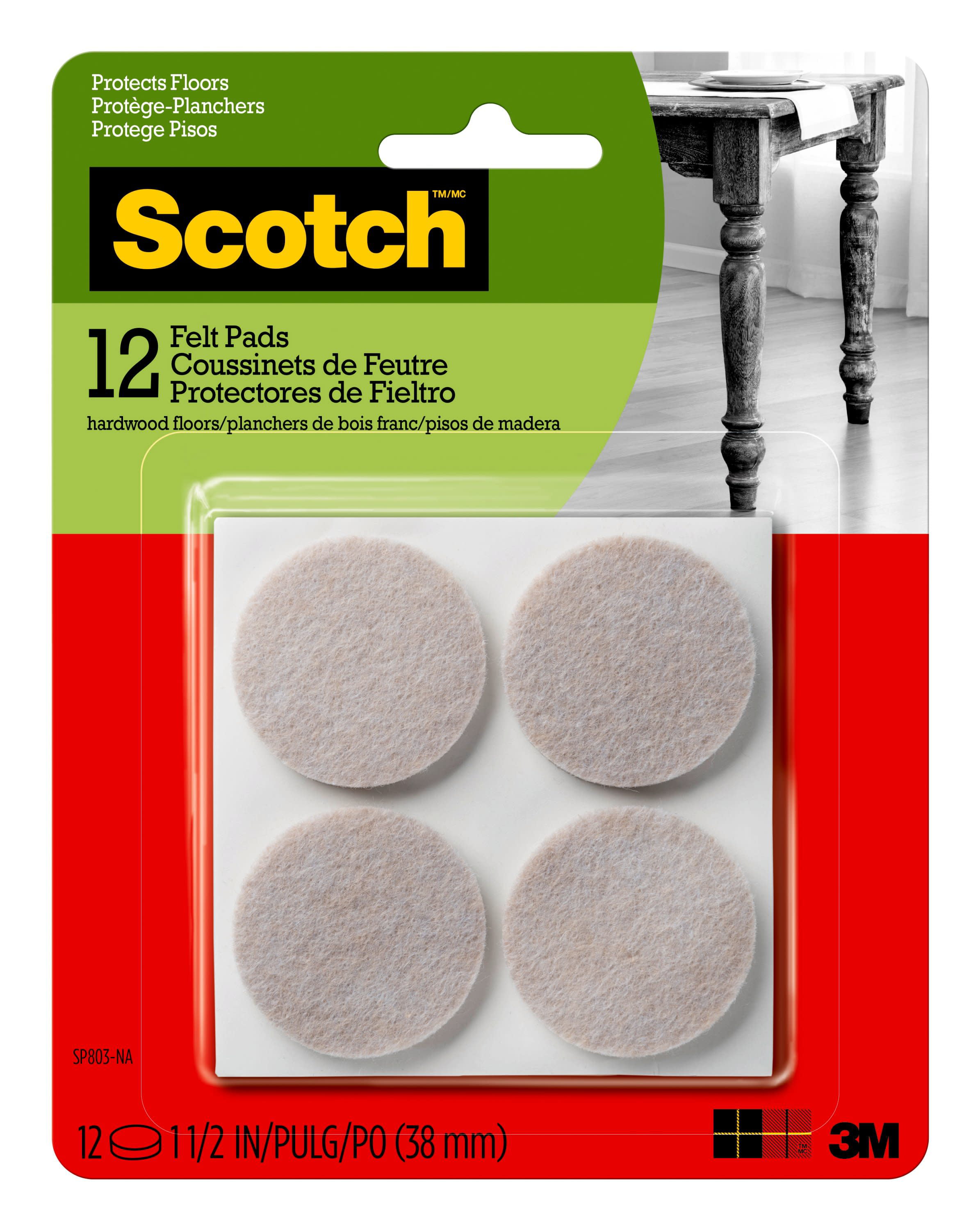 TWO PACKS! Scotch 1.5 in Brown Round Hard Surface Gripping Pads 8-Pack b 