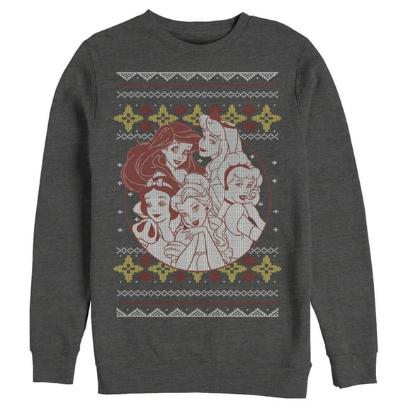 Men's Disney Princesses Ugly Christmas Favorite Sweatshirt Charcoal Heather Small